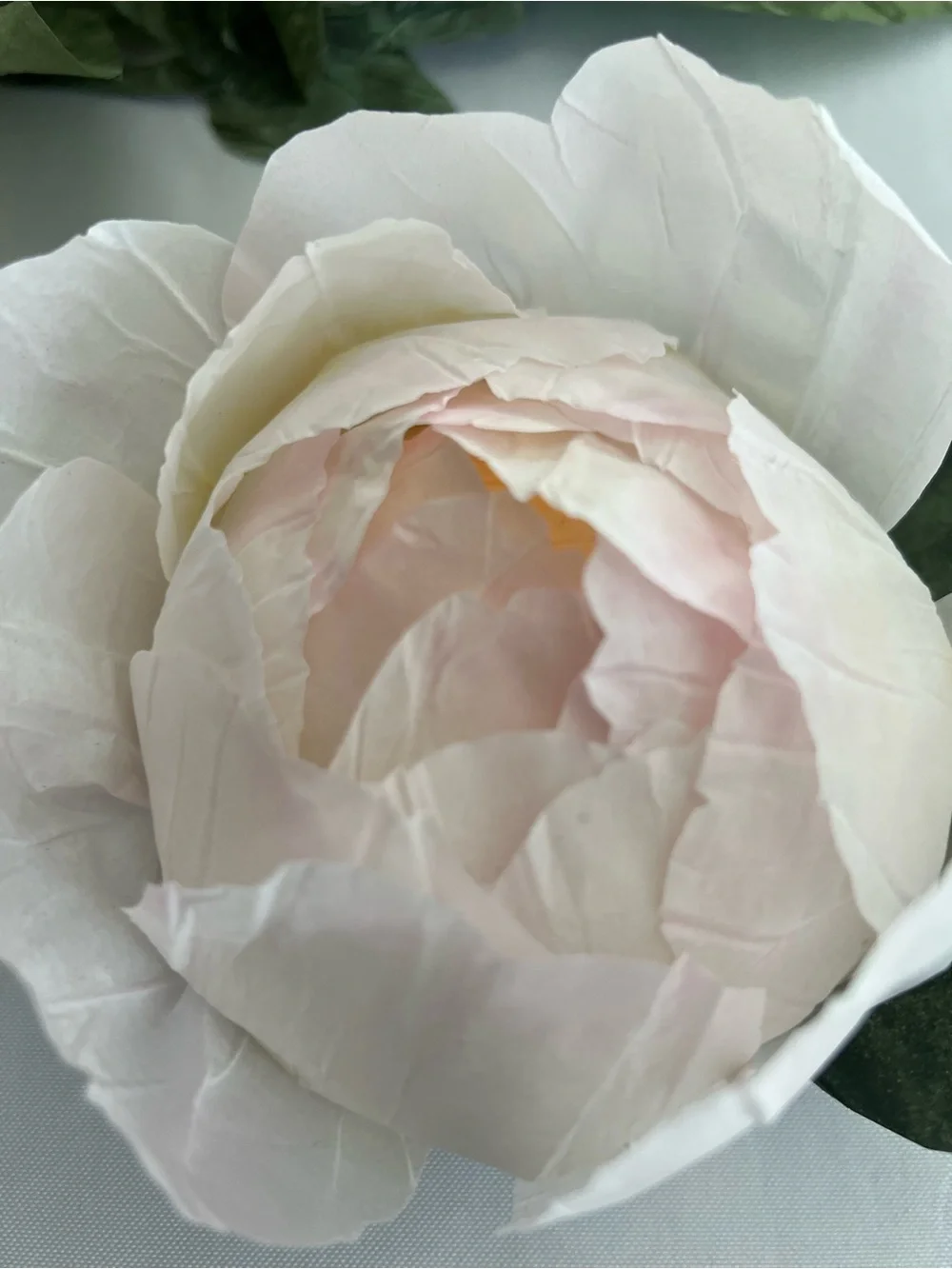 LED Votive candle cover. Elegant Cream-Pink Artificial Peony Accent Flower